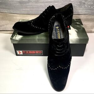 FIESSO by Aurelio Garcia black velvet stud oxfords